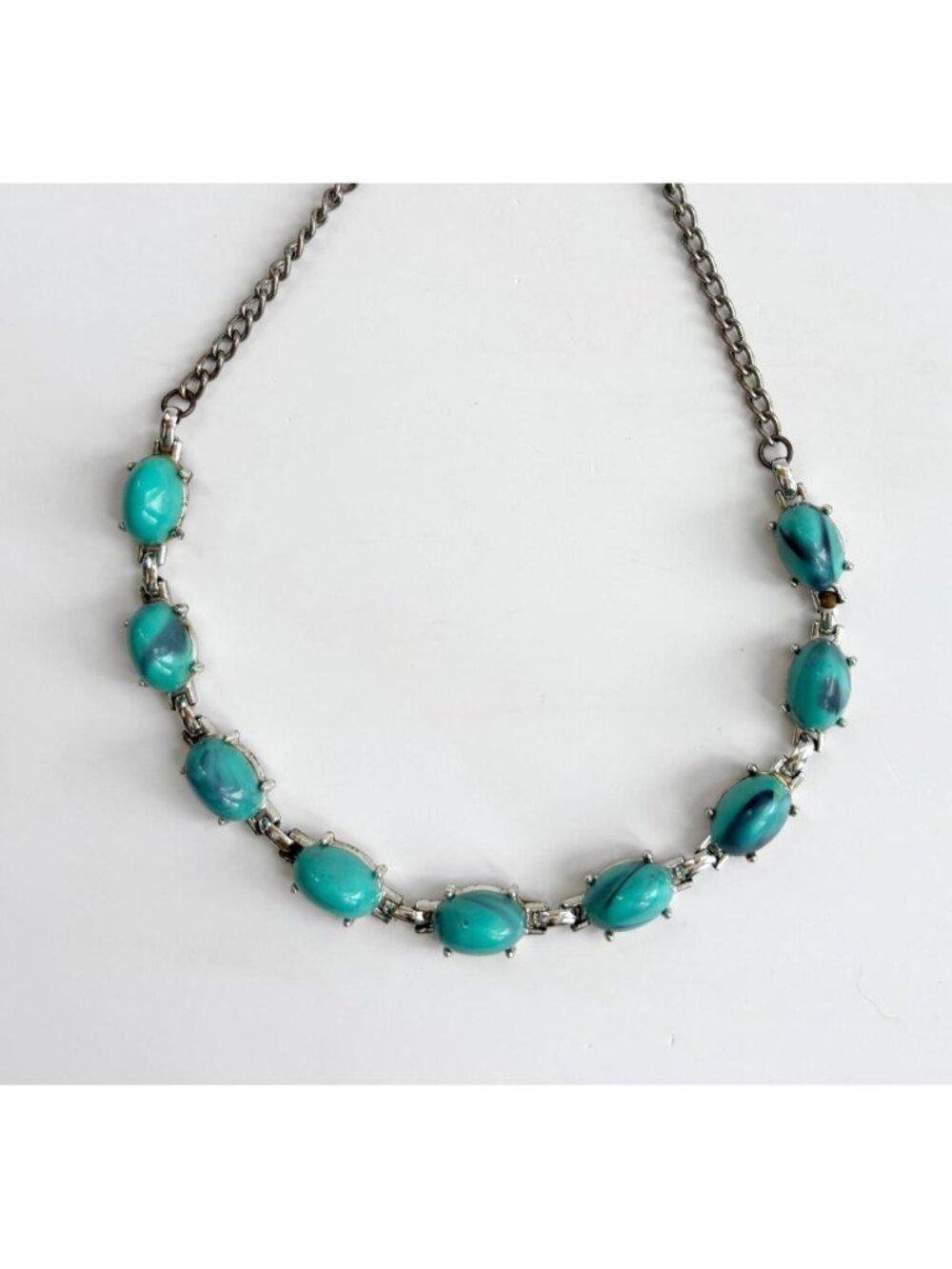 Faux Turquoise Gemstone Southwest Style Silver Toned 80's Vintage Bracelet